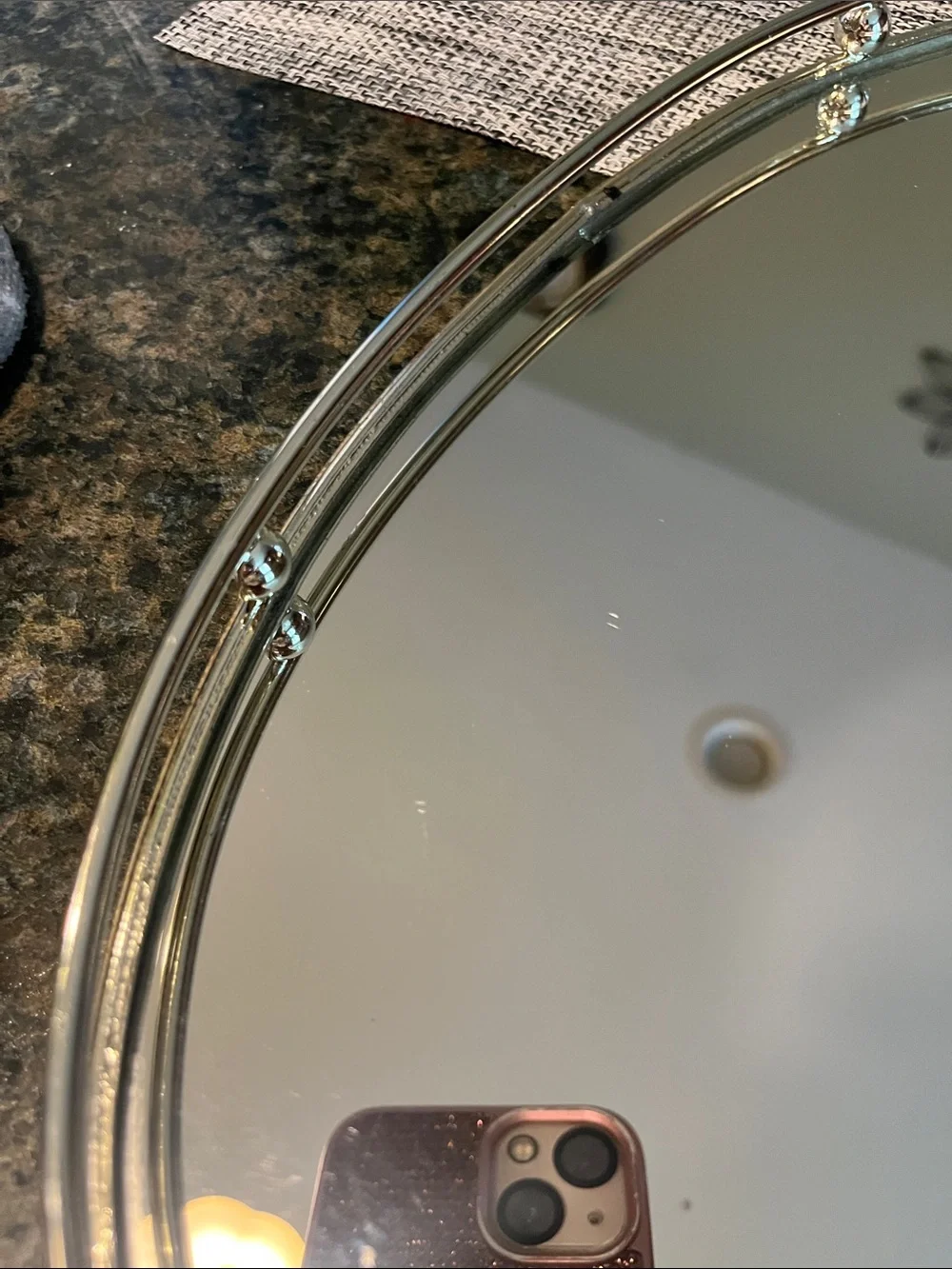 Silver Accent Oval Vanity Tray - Mirror Finish